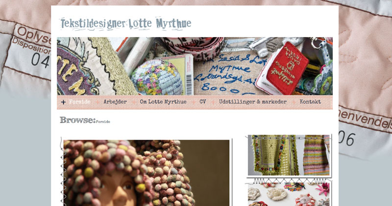 Hjemmeside til tekstildesigner Lotte Myrthue