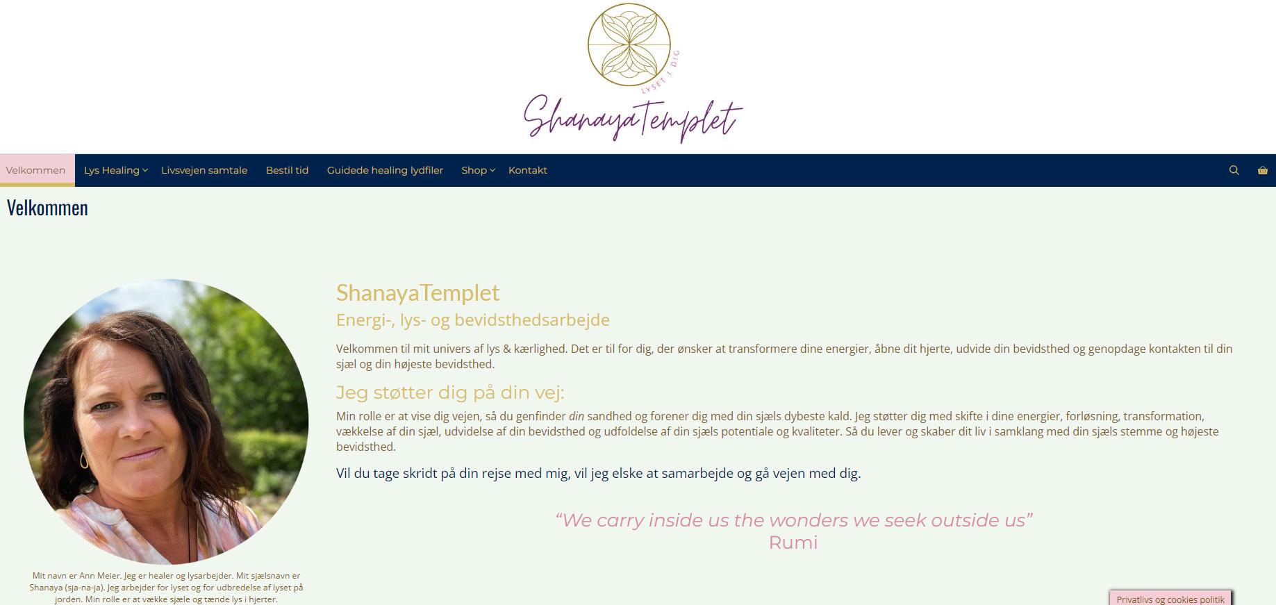Hjemmeside til ShanayaTemplet